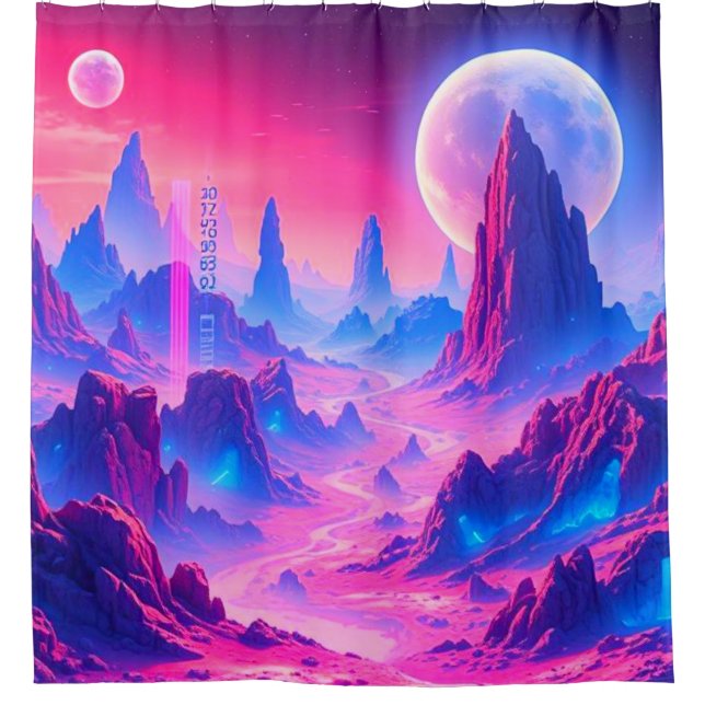 Ducha Neon Alien Planet Shower Cortina | Cosmico B de Sc (Anverso)