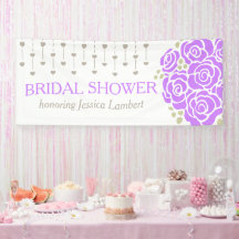 Ducha nupcial boda púrpura pancarta de nombre de l