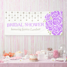 Ducha nupcial boda púrpura pancarta de nombre de l