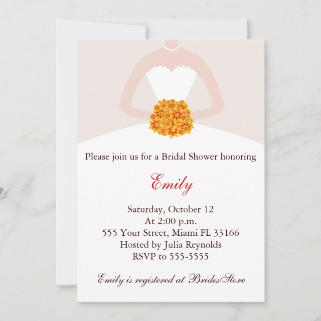 Ducha nupcial de la caída de la invitación del (Anverso)