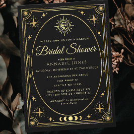 Ducha nupcial de la tarjeta dorada de Tarot negro