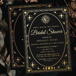 Ducha nupcial de la tarjeta dorada de Tarot negro