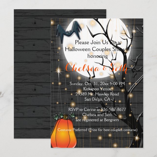 Ducha nupcial de pareja de Halloween - Invitación (Anverso / Reverso)