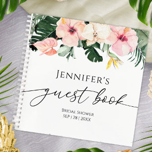 Ducha nupcial del libro de invitados florales trop