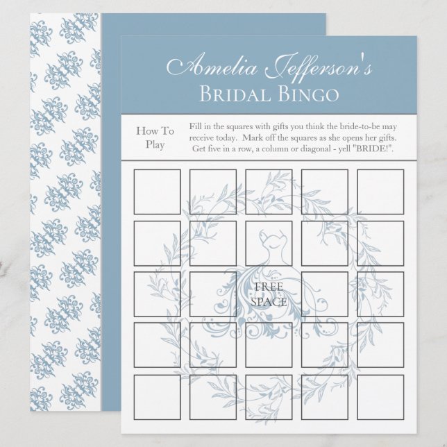 Ducha nupcial - Elegante tarjeta de juego de Bingo (Anverso / Reverso)