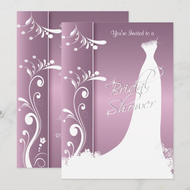 Ducha nupcial en una hermosa Invitación a Lavanda (Anverso / Reverso)