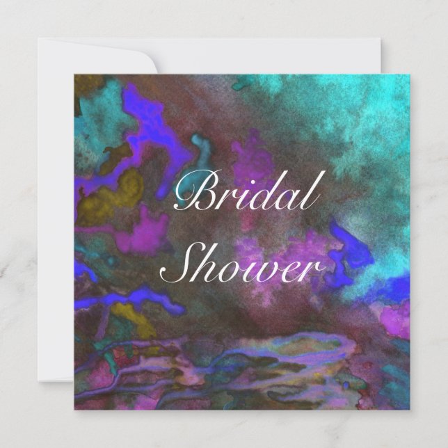 Ducha nupcial Fusión Verde azulada 2 Invitación a  (Anverso)