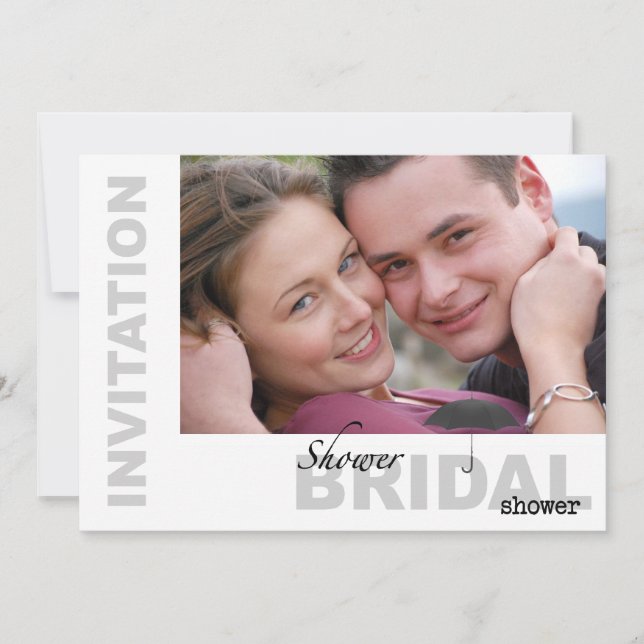 Ducha nupcial - Invitación a B&W por foto Personal (Anverso)