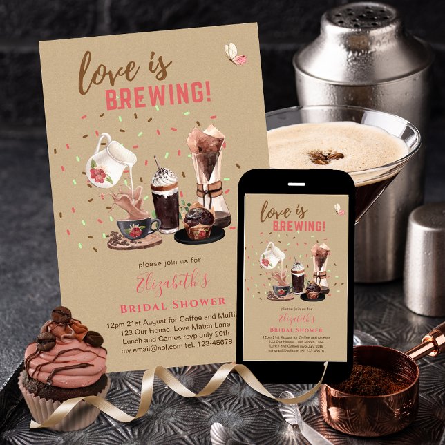 Ducha nupcial Invitación café y pasteles (Subido por el creador)