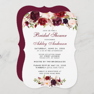 Ducha nupcial Invitación floral a Borgoña BR