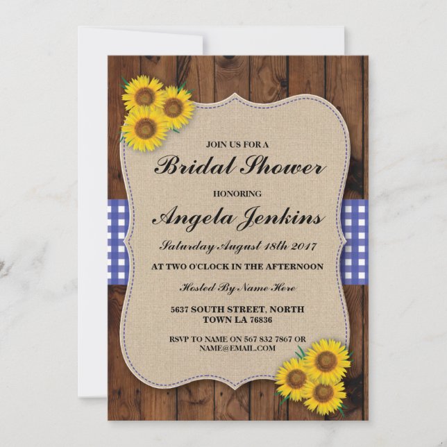 Ducha nupcial Invitación floral de madera de giras (Anverso)