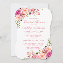 Ducha nupcial Invitación floral rosa Rubor PSB