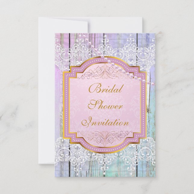 Ducha nupcial Invitación Mint Blue & Lace (Anverso)