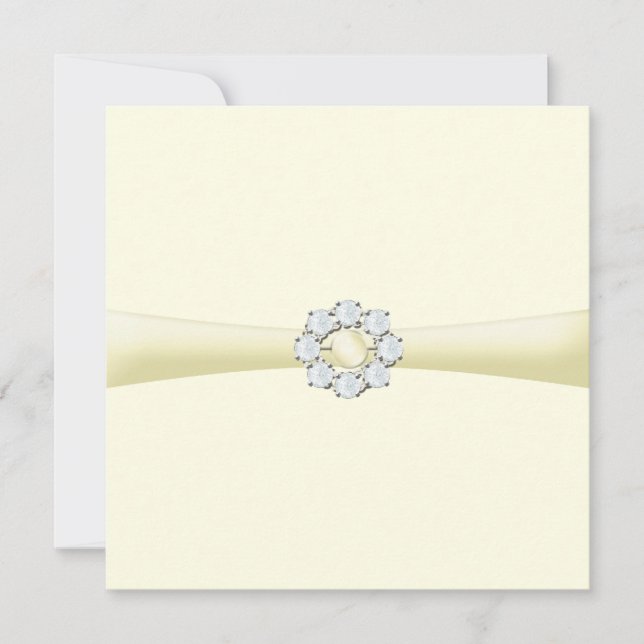 Ducha nupcial Invitación Perla & Diamond Broach (Anverso)