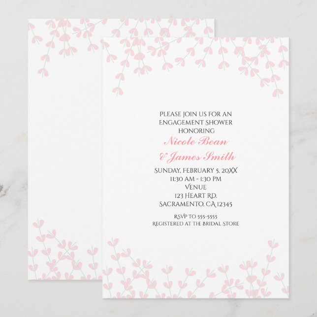 Ducha nupcial Invitaciones a vino Rústico Rosa Wis (Anverso / Reverso)