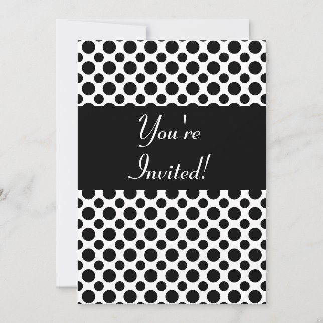 Ducha nupcial Polka Negro Dots Invitaciones Person (Anverso)