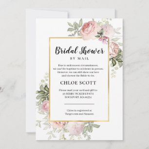 Ducha nupcial por correo Pink Rose Floral Invitaci