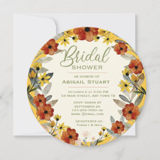 Ducha nupcial redonda con flores Invitación