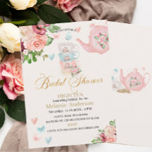 Ducha nupcial té alto Invitación