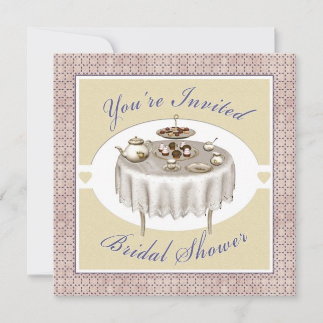 Ducha nupcial Tea Fiesta postres Invitación cuadra (Anverso)