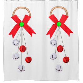 Ducha Ornamentos de Navidad rojos y plateados Cortina de