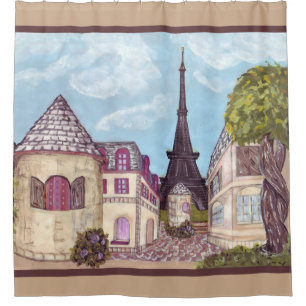 Ducha Paisaje inspirado en el Eiffel parisino cortina de