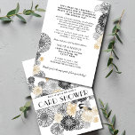 Ducha para tarjetas de oro y negro de cumpleaños<br><div class="desc">Celebra un cumpleaños de hito con estilo con nuestra elegante invitación a la ducha con tarjeta adornada con exquisitas flores negras y doradas y un encantador pollo encaramado entre ellas. Perfecto para los que no pueden arrojar un fiesta tradicional, esta invitación ofrece una encantadora alternativa para que amigos y familia...</div>