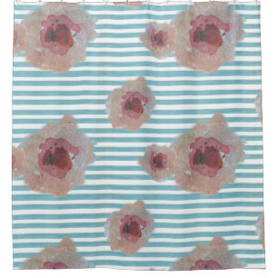 Ducha Patrón floral de Moda de Boho a rayas   Cortina de