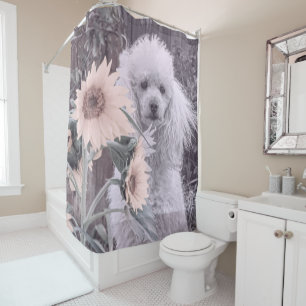Ducha Perro de perro cangrejo y girasoles Cortina de duc