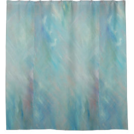 Ducha Pintura abstracta en tonos azules con cortina de d