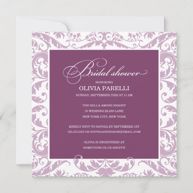 DUCHA PLUM & LILAC| INVITACIÓN DE DUCHA BRIDAL (Anverso)