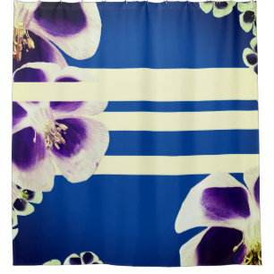 Ducha Primavera cantará Floral azul blanco Cortina de du