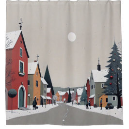 Ducha Pueblo de nieve, en los Navidades - Cortina de duc