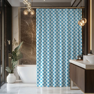 Ducha Regalo para Papá Cortina de Baño Cuadros Azules y