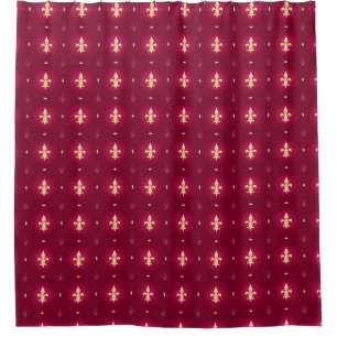 Ducha Rojo de vino y cortina de la flor de lis del oro
