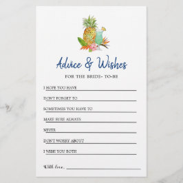 Ducha tropical de novia Tarjeta de consejos y dese