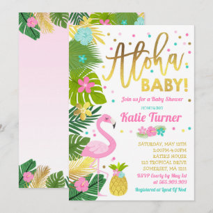Ducha tropical Flamingo Baby Shower Invitación