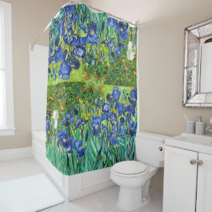 Ducha Van Gogh irisa las flores que pintan la cortina de