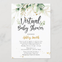 Ducha verde de invitación virtual de Baby Shower