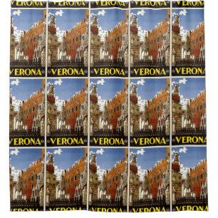 Ducha Verona Italia Vintage Poster de viajes cortina de