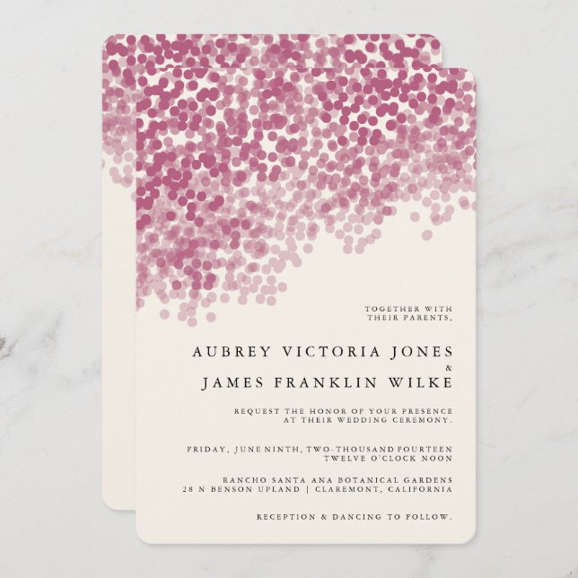 Ducha violeta| Invitaciones de matrimonio ruso (Anverso / Reverso)