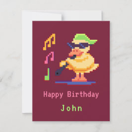 Duck Play Music Pixel Art Flat Card