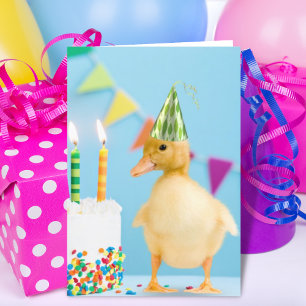 Duckling con Gorra Fiesta y tarjeta de cumpleaños