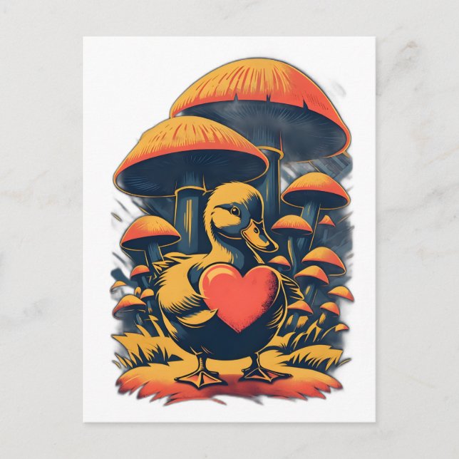 Duckling retro con una postal cardíaca (Anverso)