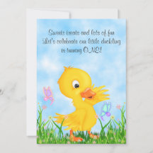 Duckling y Butterflies Invitación de primer cumple