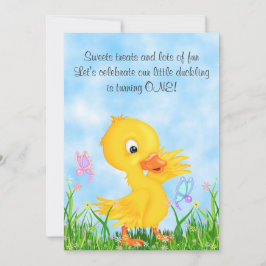 Duckling y Butterflies Invitación de primer cumple