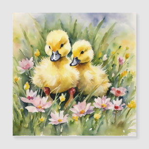 Ducklings de acuarela en Wildflower Meadow