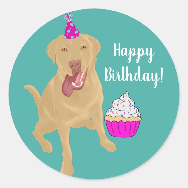 Dudley Labrador Birthday Classic Round Pegatina (Anverso)
