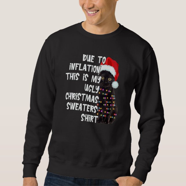 Due to Inflation Ugly Christmas Sweaters Black Cat (Anverso)