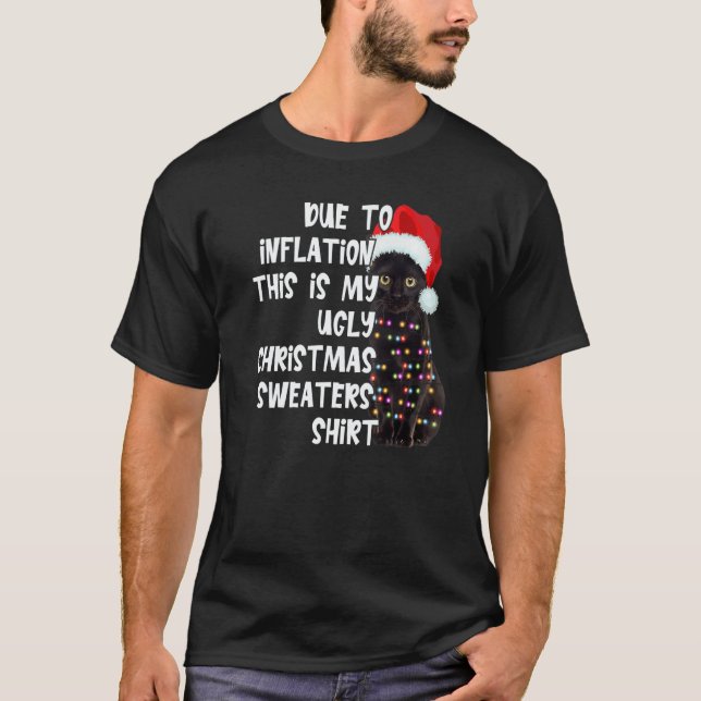 Due to Inflation Ugly Christmas Sweaters Black Cat (Anverso)